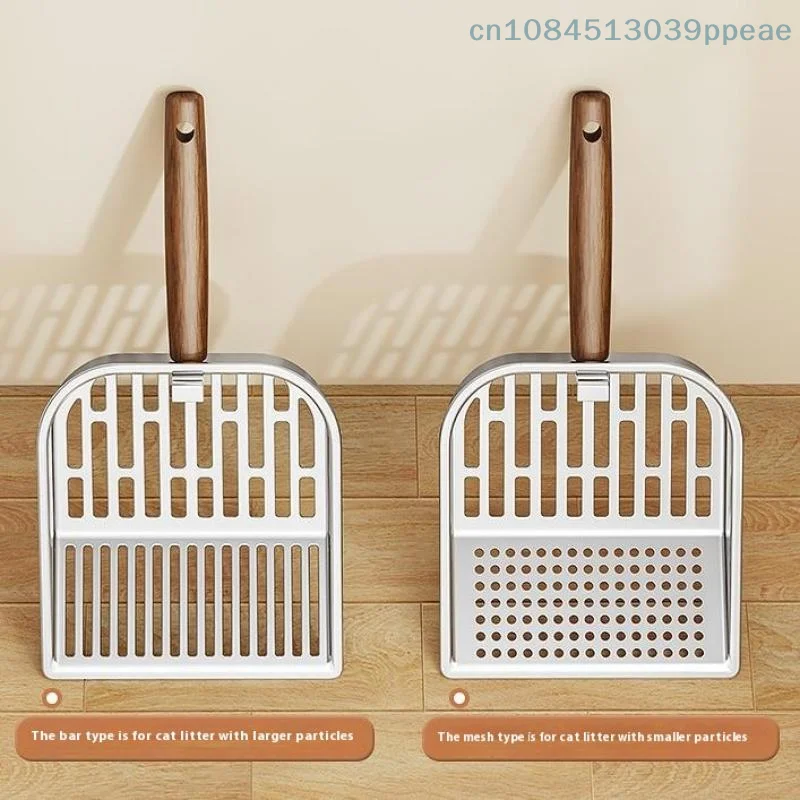 Stainless Steel Cat Litter Scoop Long Wooden Handle Pet Waste Shovel Cleaning Tool Handled (1 Pc) 1005009937255477