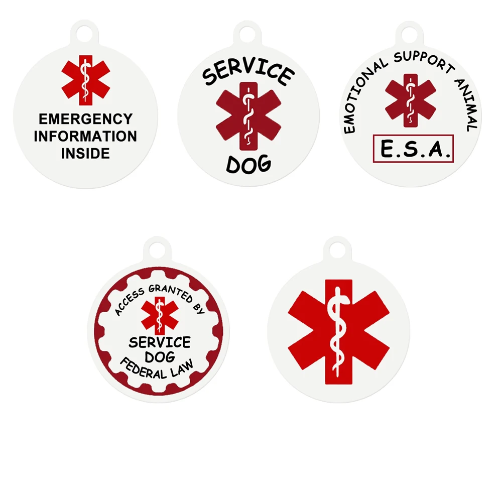 Custom Dog Name Service Pet ID Tag- Emotional Support Animal ESA Red Medical Alert Symbol 1005009966211783