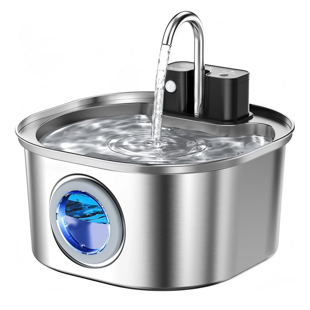 Stainless Steel Wireless Recharging Sensor Cat Water Fountain Auto Drinking for Cats Dog Drinker (3L) 1005009973185601