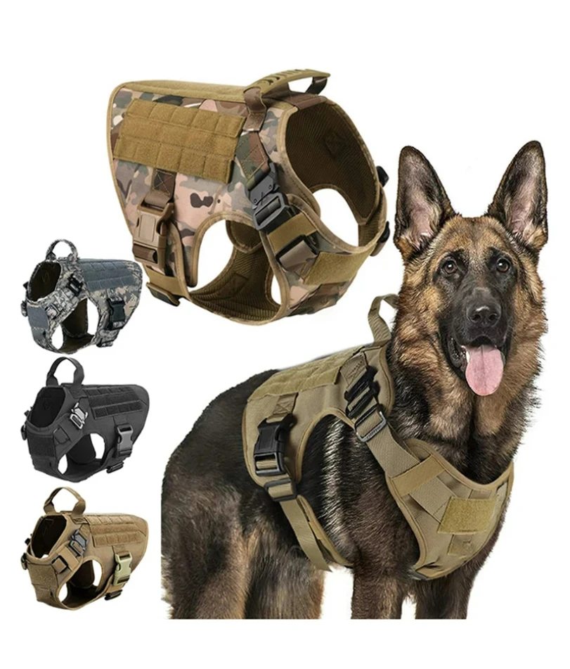 Tactical Dog Harness Military Training Padded Quick Release Vest Pet Training for Set 1005009973936404