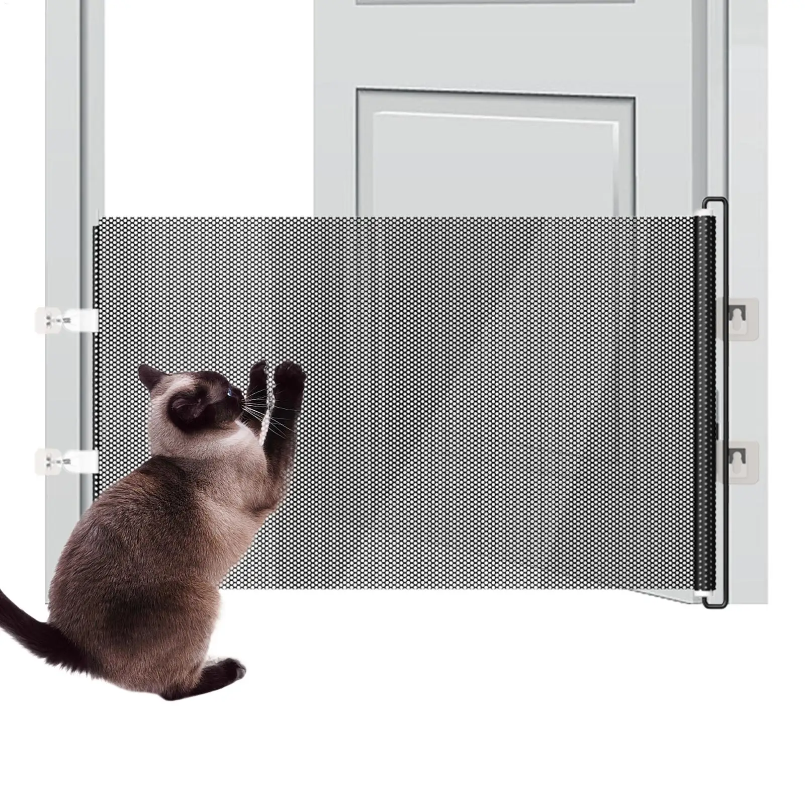 Dog Barrier Fence with Hooks Pet Gate Telescopic Stairways Wide Childproof No Drilling Door Security 1005009980663584