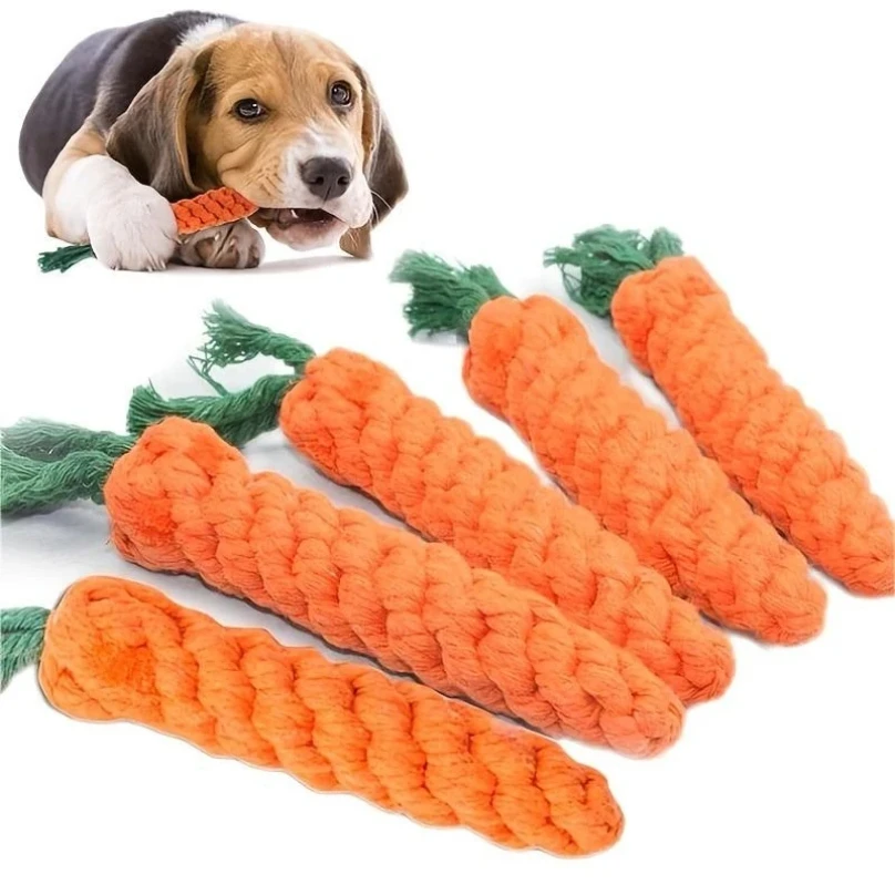 Pet Knot Toy for Dog and Cat Carrot Shape Chew Toys Cotton Rope Indoor Dogs Accessories (1pc) 1005009994624589