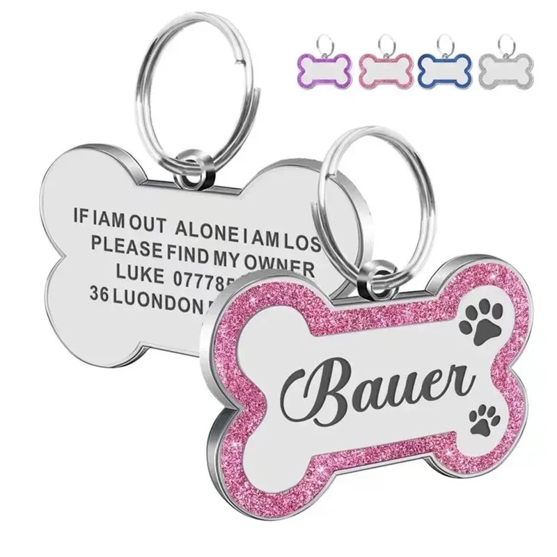 Customize Double-Sided Dog & Cat ID Tag, Glitter Design 1005009999642333