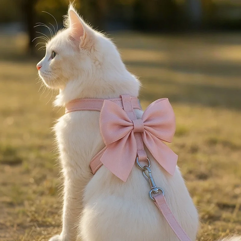 Cute Bowknot Cat Harness and Leash Adjustable Pet Harness with Traction Rope for Cat Kitten Puppy 1005010007422338