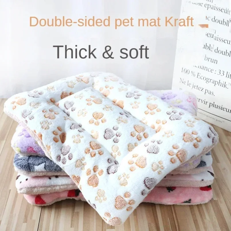 Double-Sided Pet Mat Mats Short Plush Sleeping Bed for Cats Small Dogs Cute Pad Blanket Warm Kitten 1005010011729495
