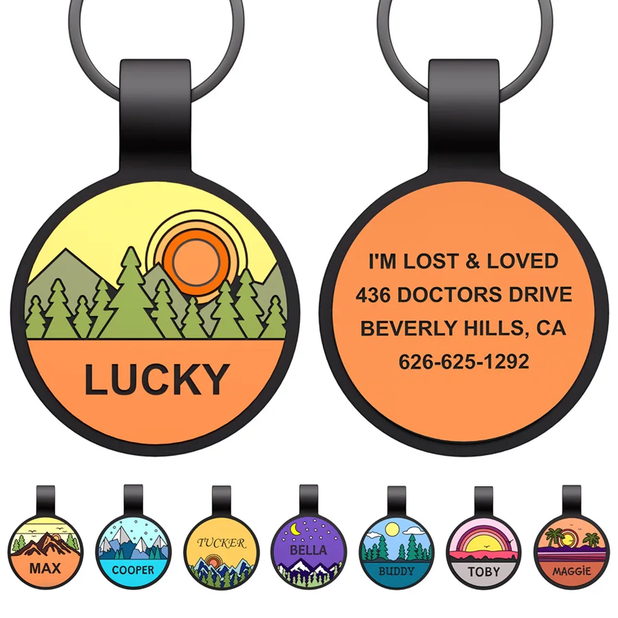 Silicone Custom Pet Anti-Lost ID Collar Tag Keychain Personalized Dog Cat Name Information Text 1005010012684319