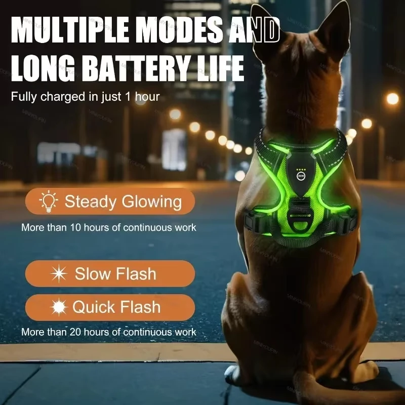 LED Glowing Luminous Dog Harnesses Essential for Dog Walking Safety at Night Dog Vest with Three 1005010014904667