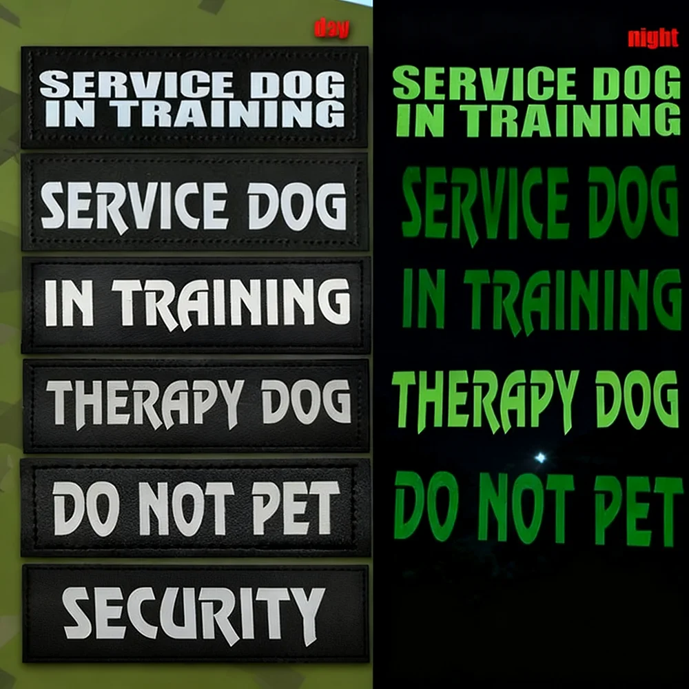Service Dog Patch Tactical Combat Therapy in Training Reflective Badge Hook Back Patches for Dogs 1005010027435647