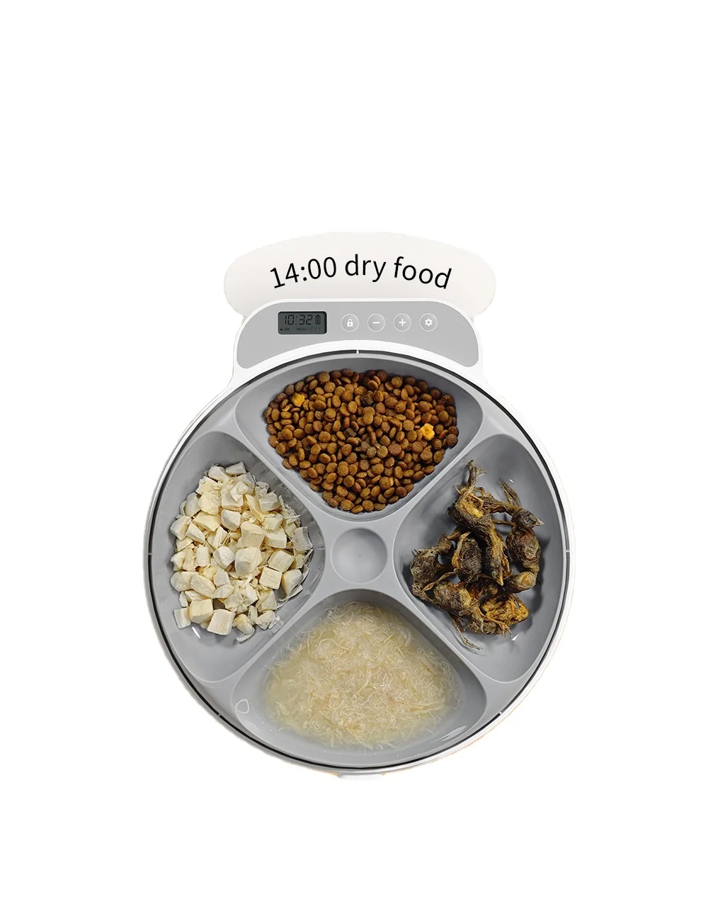 Automatic 4 Meal Pet Feeder with Large Capacity Wet Dry Food Fresh-Keeping Dispenser for Cats 1005010028376686