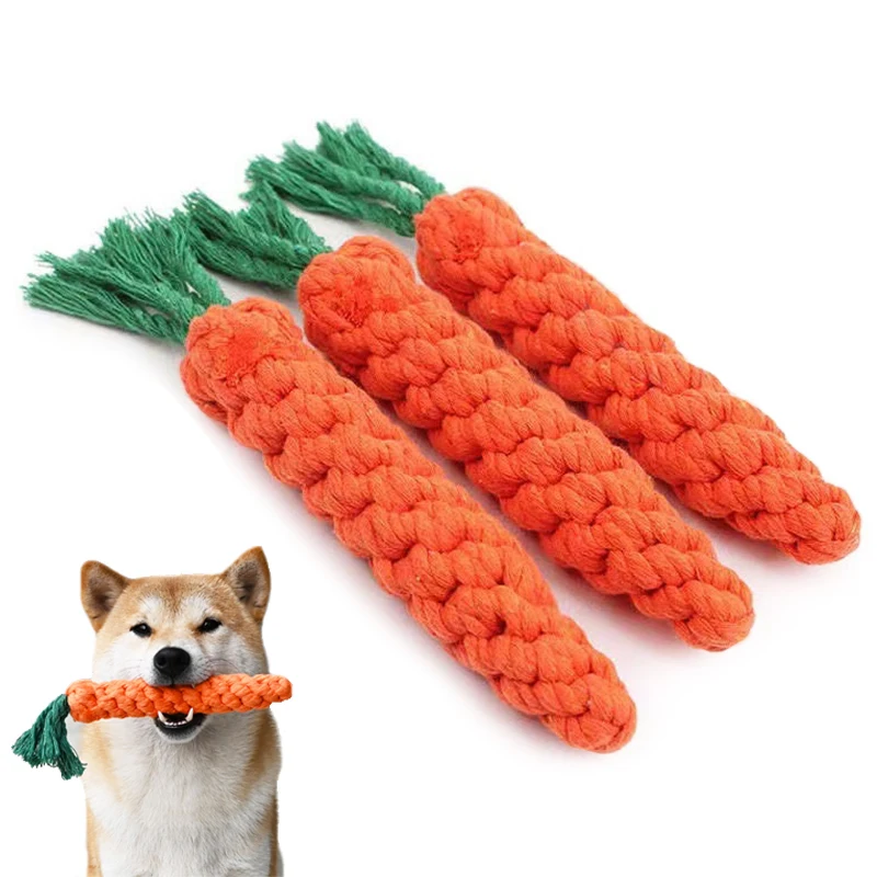Carrot Dog Bite Rope Pet Dog Toys Safe Durable Braided Bite Dog Chew Toys Resistant Puppy (1Pcs) 1005010032178452