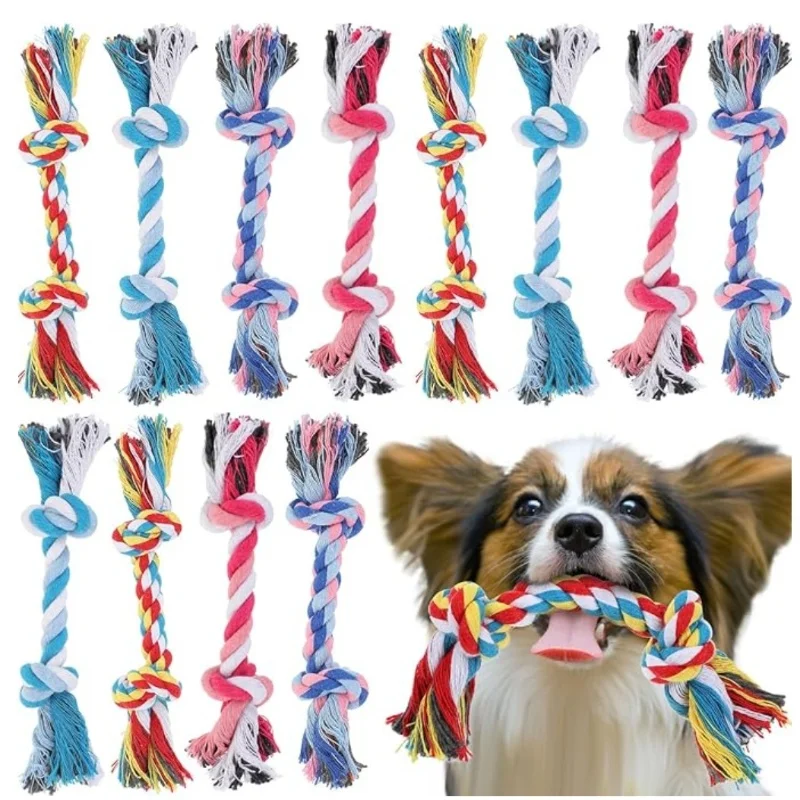 Random Color Pet Dog Toy Bite Rope Double Knot Cotton Rope Funny Cat Resistant and Sharp 1005010041640784