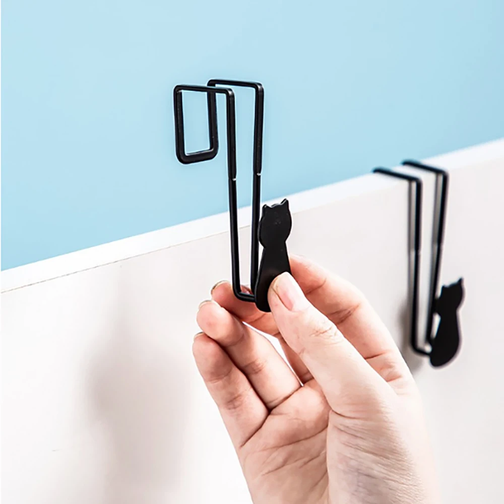 Iron Door Back Hook Metal Cabinet Door Creative Nail-Free Non-Sticky Hanger Black Cat Cute (1PC) 1005010046911006