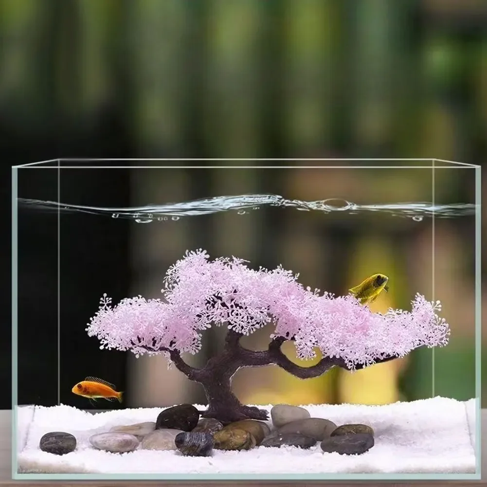 Realistic Sakura Aquarium Fish Tank Decoration Creative Beautiful Ornament Decor Office 1005010049737332