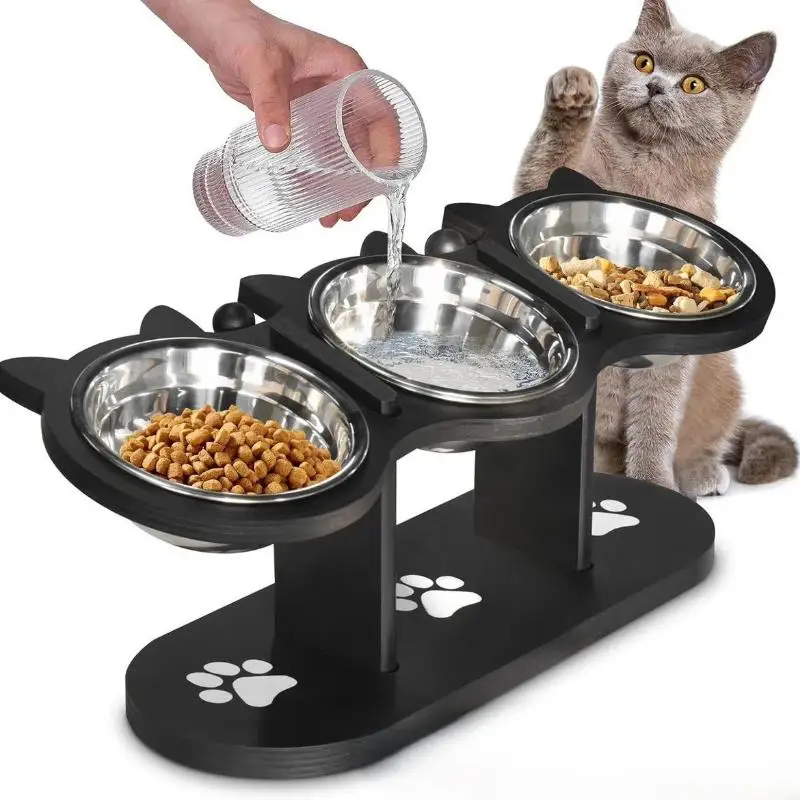 Cat Bowls Elevated Dish Pet Food Bowls for Food and Water Kitten Indoor Cats with Stand 1005010051502036