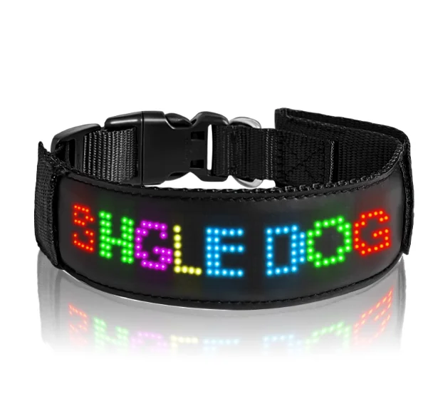LED Light-Up Pet Dog Safety Collar Soft Personalized Glow-In-The-Dark Neck Loop with Programmable 1005010052743554