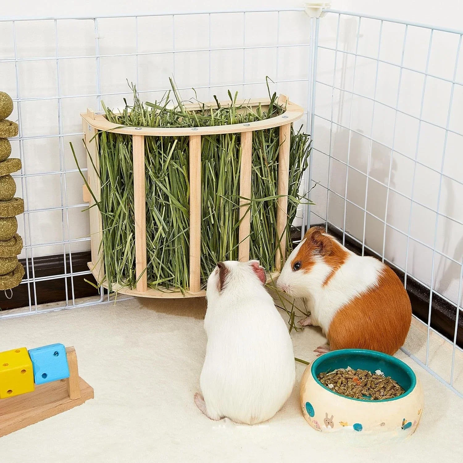 Wooden Guinea Pig & Rabbit Hay Feeder Large Volume Hanging Rabbit Cage Pet Feeding Accessory 1005010052761537