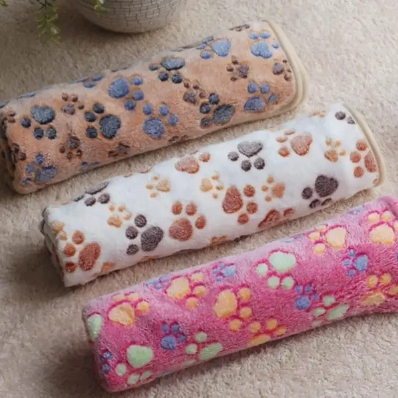 Winter New Practical 3 Colors Cute Floral Pet Sleep Warm Paw Print Dog Cat Puppy Fleece Soft 1005010064427235