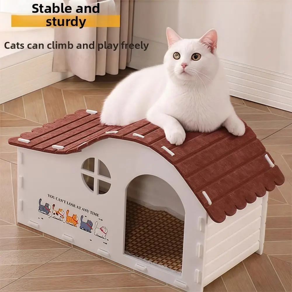 Unique Felt Cat House Foldable Wear-Resistant Cats Bed Cave Design with Door Cat Castle for Cat 1005010071325921