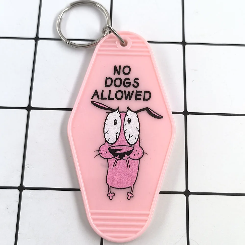 Courage the Cowardly Dog Katz Motel Key Tag Cartoon No Dogs Allowed Keychain Anime Peripheral 1005010071576981