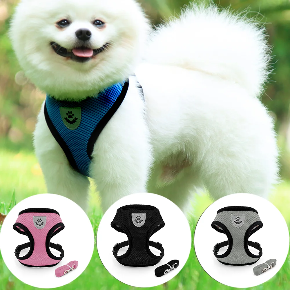 Adjustable Dog Harness for Small Medium Dogs Cats Breathable Pet Vest Harnesses and Leash Set 1005010099332289