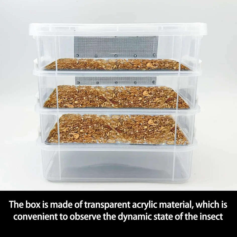 Mealworm Breeding Kit 2/3/4-Layer High Capacity Mealworm Farm to Breed Live Mealworms for Bearded 1005010105394314