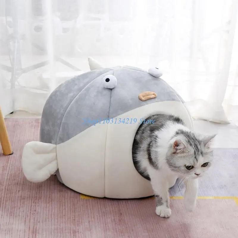 N5KC Pet Bed House Semi-Closed Cave Tent for Small Animals Thicken Cushion Pad 1005010106125107