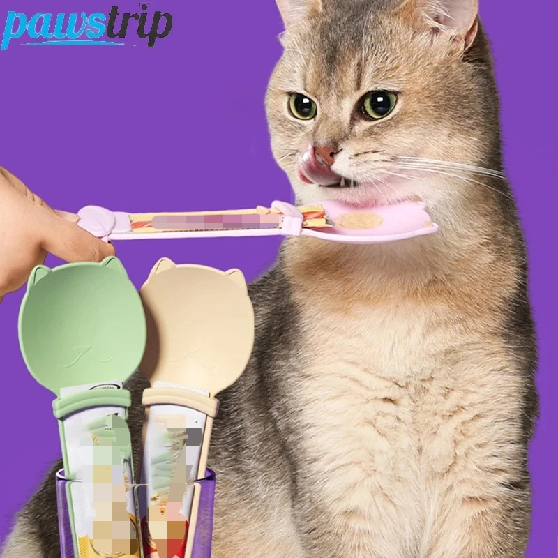 Cat Strip Squeeze Spoon Feeder for Lickable Wet Treats Pet Liquid Snack Feeding Tool Supplies (2PCs) 1005010107613527