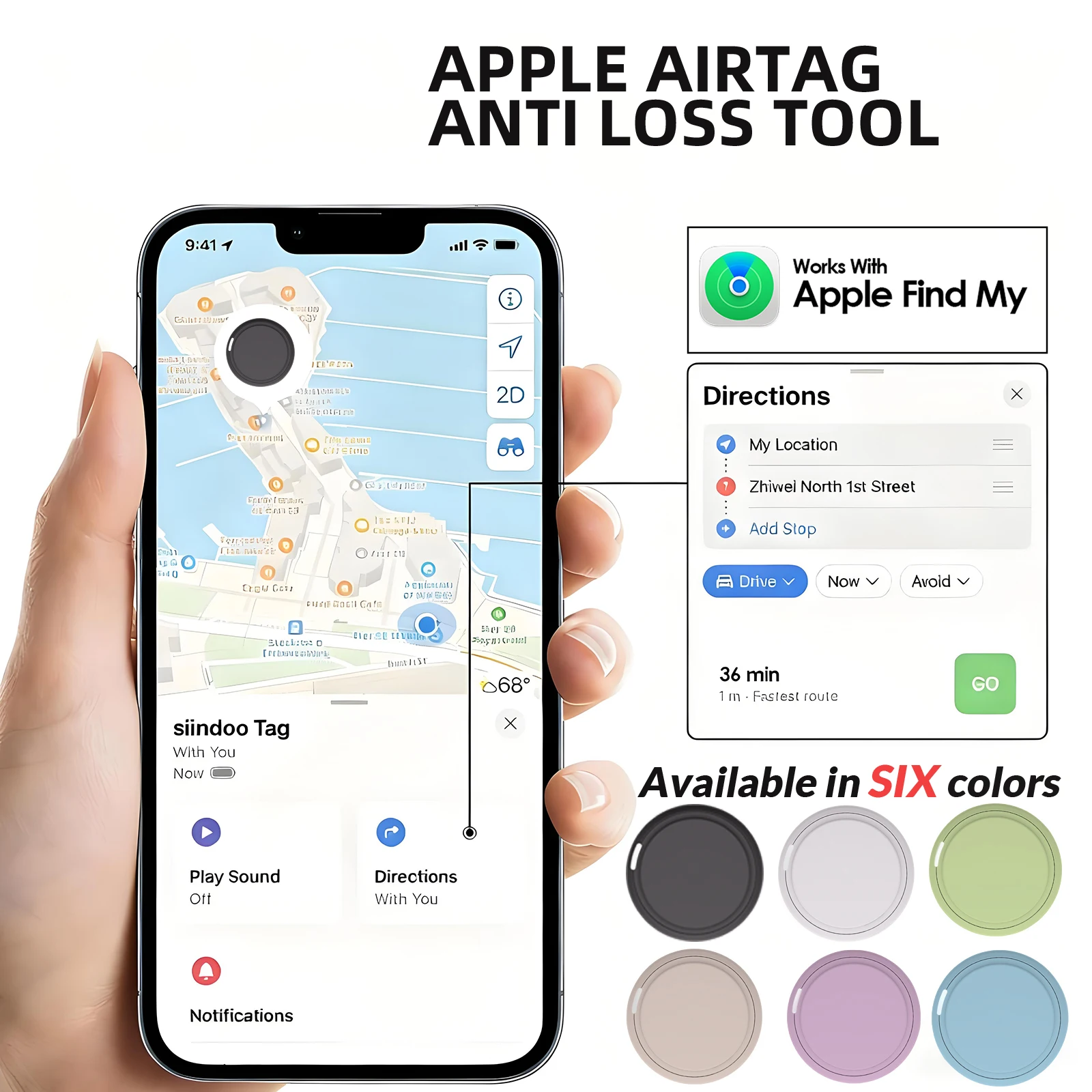 Smart GPS Tracker Tag Suitable for Apple Ios Airtag Anti Loss Locator Car Keys Bicycles Elderly 1005010121899338