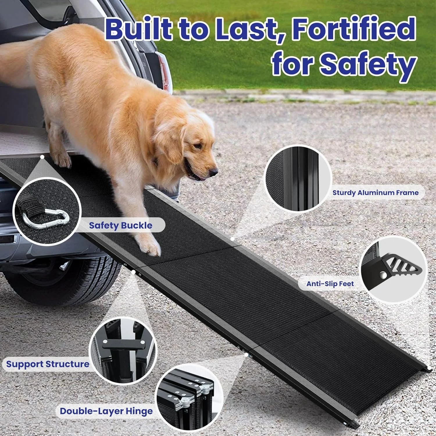 Pet Ramp for Large Dogs with Non-Slip Rug Surface Dog Car, Extra Long Folding Dog Ramps 1005010126298871