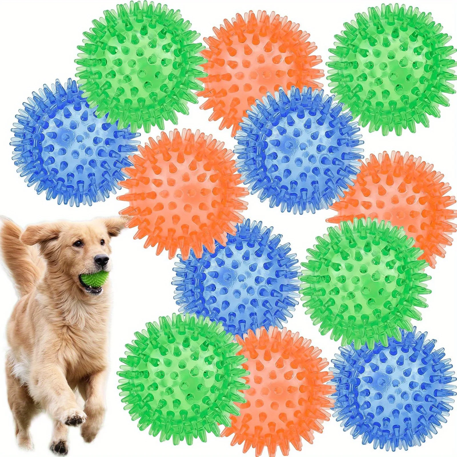Squeaky Dog Toys Soft Spiky Dog Balls Cleans Teeth and Promotes Gum Health for Your Pet Ball (6pcs) 1005010131884325