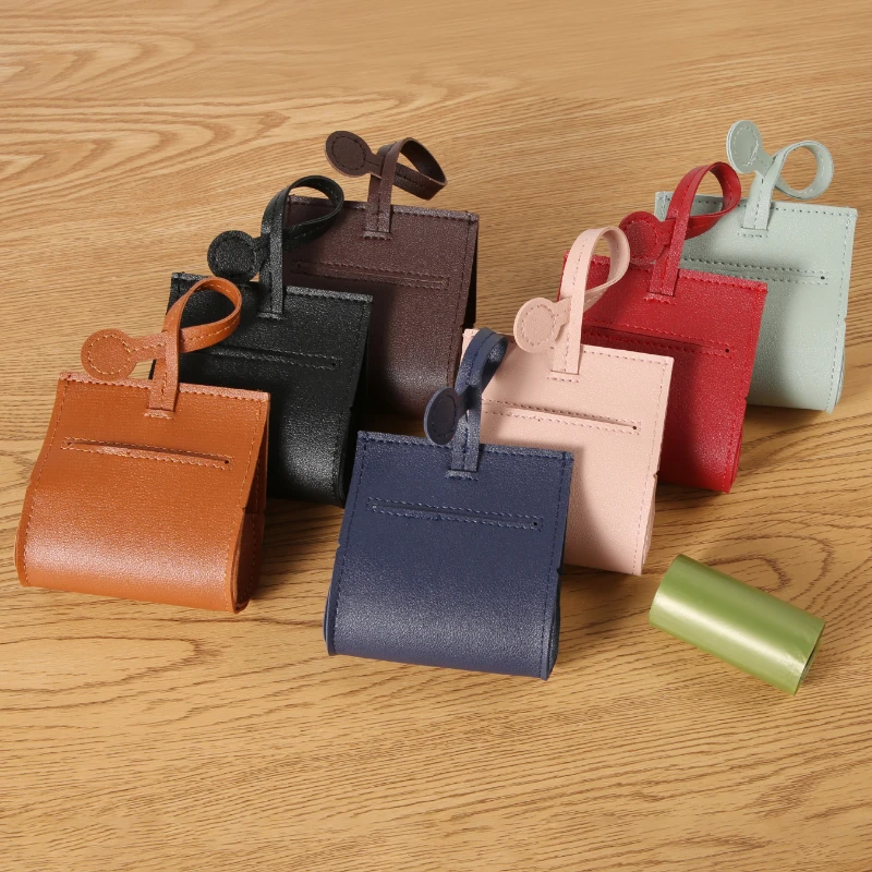 New Pet Poop Bag, Leather Dog Dispenser Storage Bag, Portable Dog Poop Bag for Walking Outside 1005010137456125