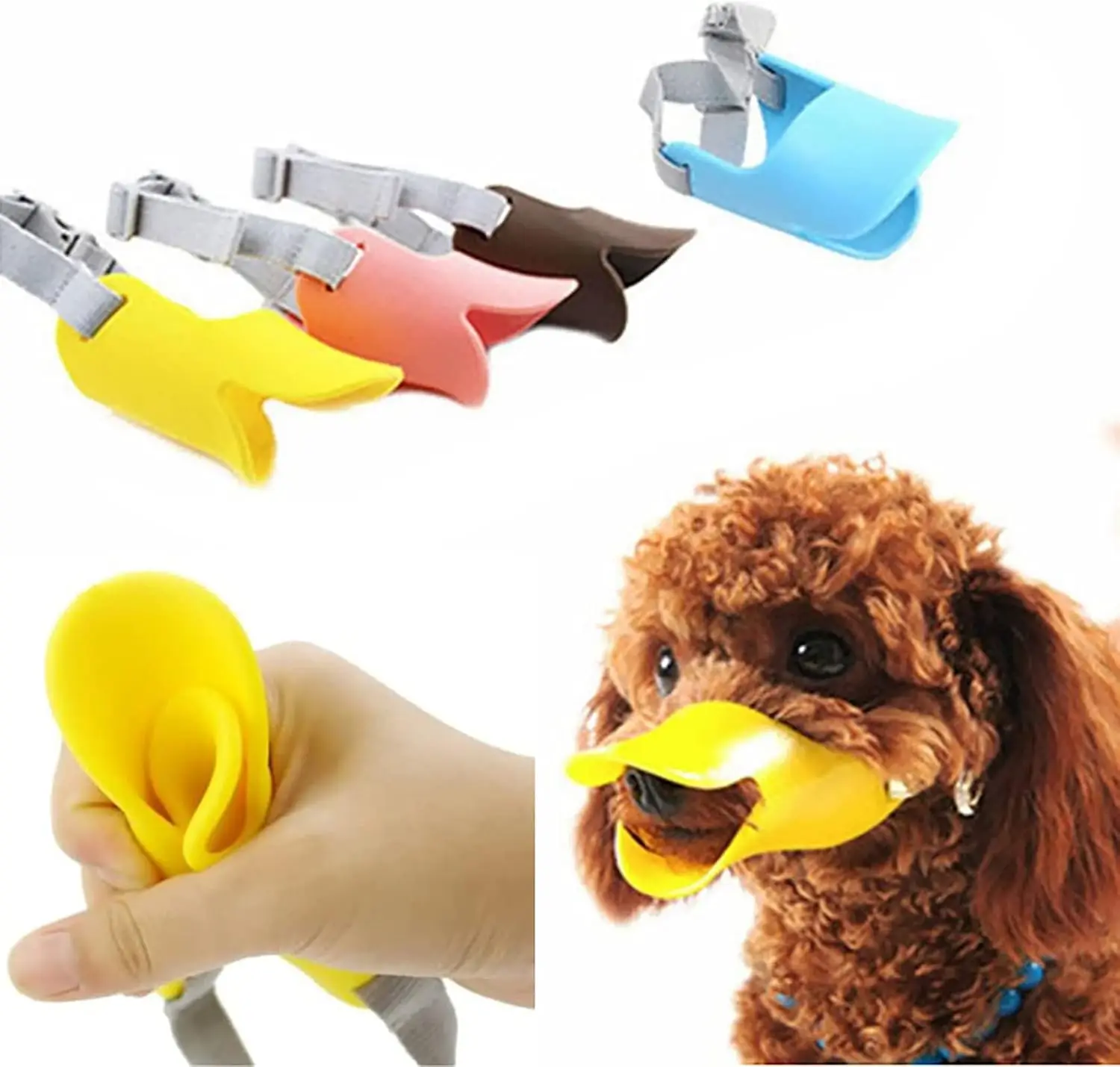 Duck-Shaped Soft Silicone Muzzle for Dogs - Comfortable & Anti-Bite Pet Mask, Breathable Design 1005010137854852