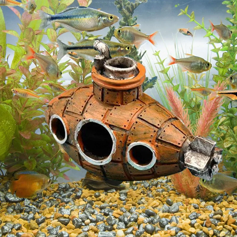Aquarium Fish Tank Decorations Landscape Submarine Wreck Ship Vintage Resin Design Boat Accessories 1005010142567112