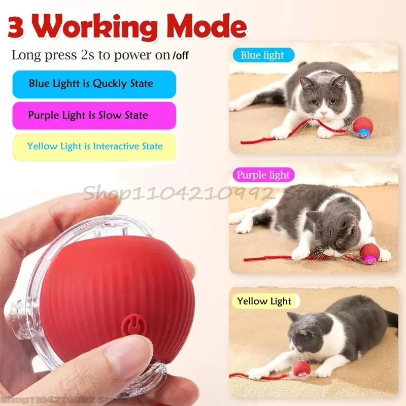 Cat Home Run Ball Toys Automatic Rolling Faux Tail Interactive Rechargeable Smartpet Electric Dog 1005010152313965