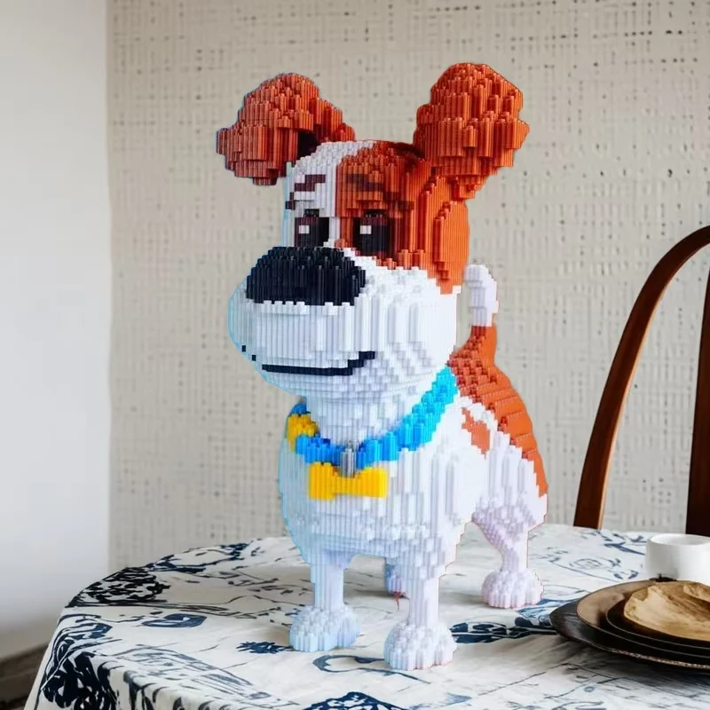 Mini Dog Building Block Toy, Cute DIY Puzzle, Brown and White Pixel Design (3698 Piece) 1005010159732107
