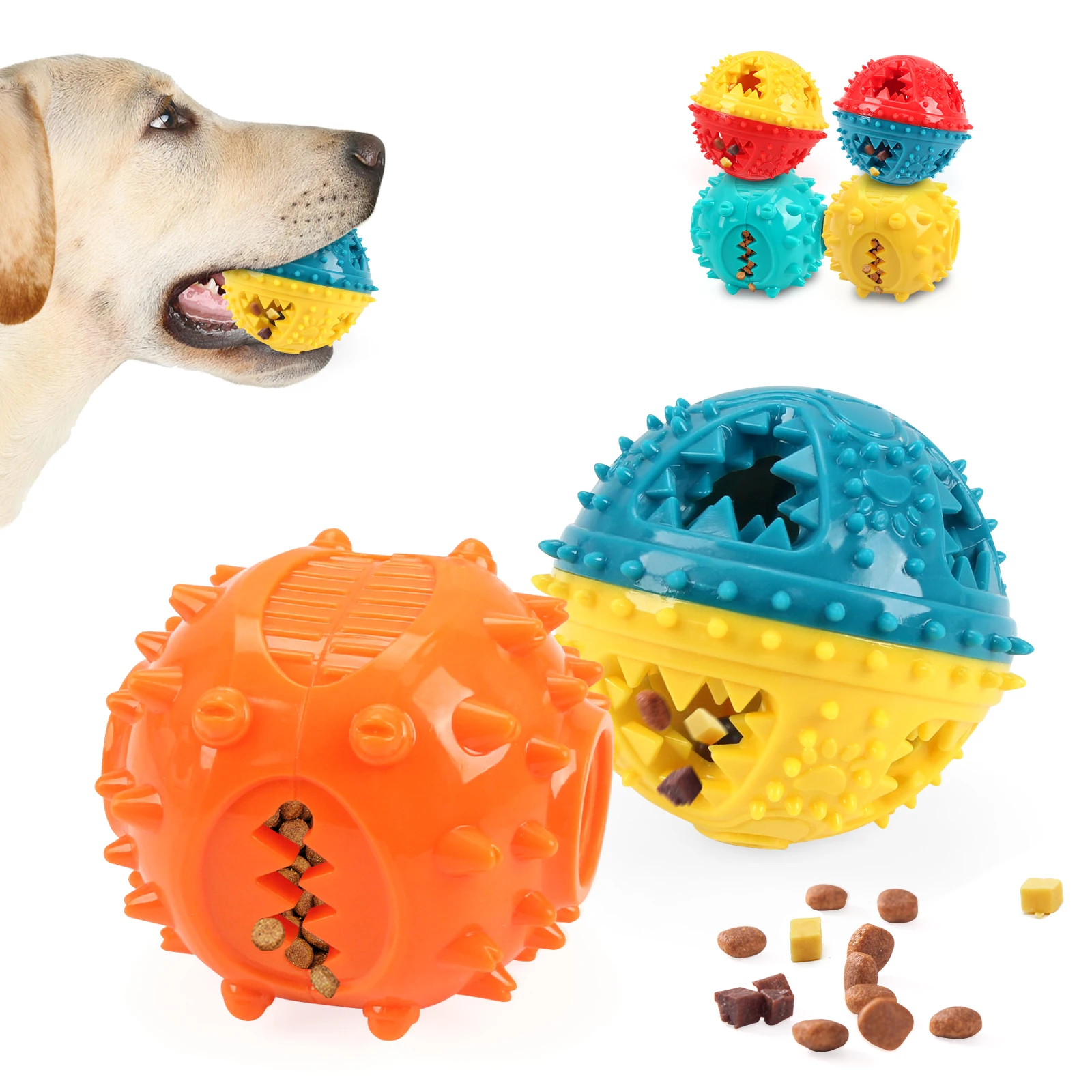 Dog Chew Toy Balls Grinding Toys Leakage Food Pet Teeth Cleaning Cat Treat Feeder Rubber Supplies 1005010167094477