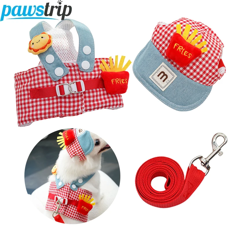 3 Pcs/Set Dog Harness Adjustable Puppy Leash with Hat Cute Dog Chest Strap Leash Teddy Yorkshire 1005010167402420