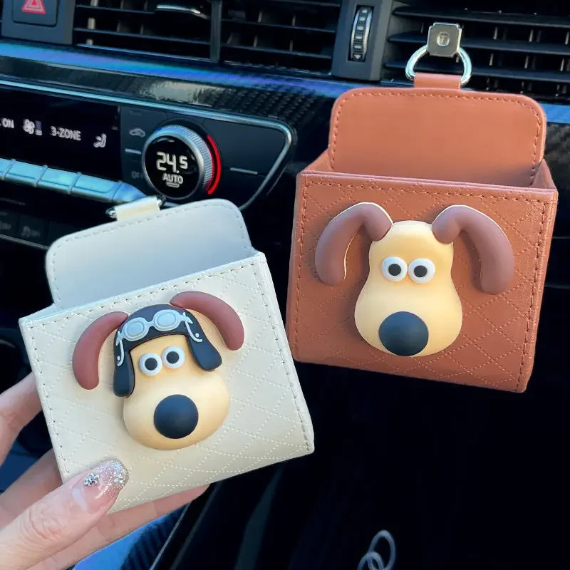 Storage Box PU Leather Cute Cartoon Dog Car Outlet Vent Tidy Coin Bag Case Pocket Organizer Hanging 1005010169985005