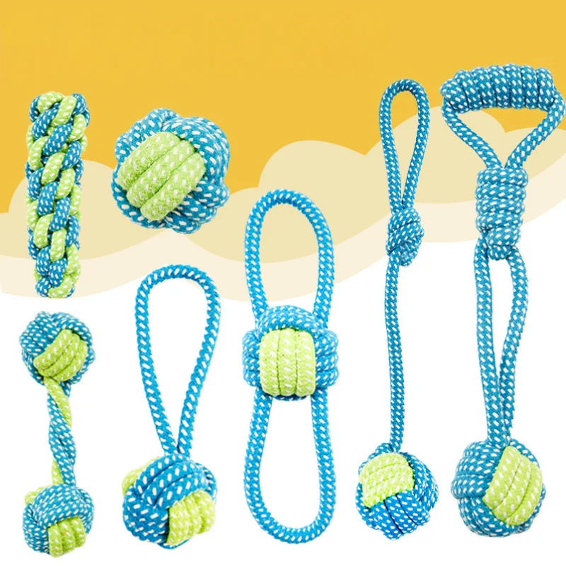 7pcs/Interactive Cotton Rope Mini Dog Toys Ball for Dogs Accessories Toothbrush Chew Puppy Toy 1005010184393741