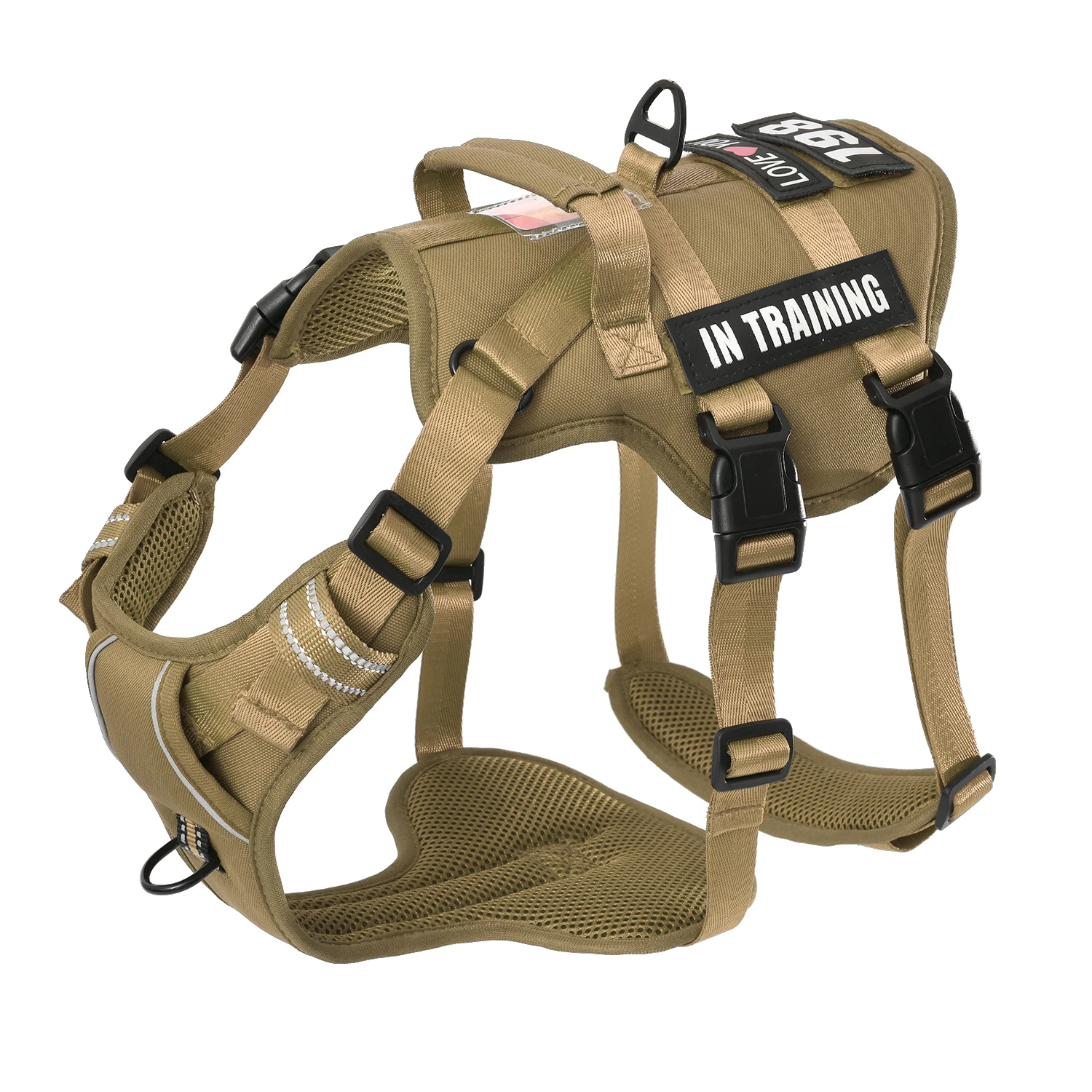 Dog Harness Vest with 4 Dog Patches Reflective No Pull with Soft Padded Handle 1005010187110743