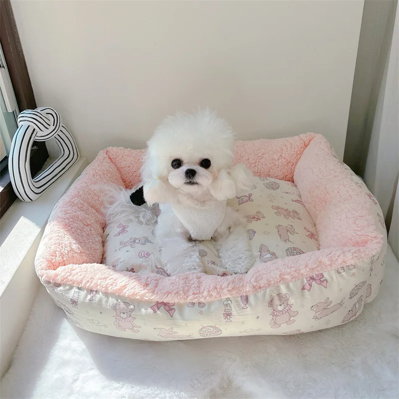 Ins Style Warmth Fleece Pet Dog Bed Small Size Teddy Bichon Bearable Cold Proof Cozy Nest Mat 1005010187188910