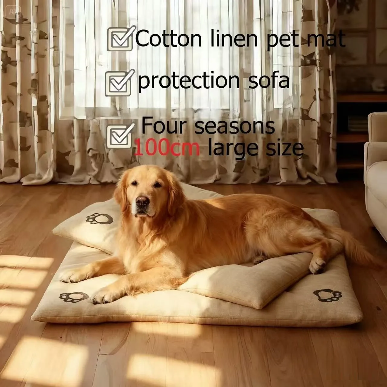 Dog Pet Beds Extra Large Dog Bed Sofa Cat Bed Four Season Cotton Linen Mat Scratch-Resistant 1005010187416653