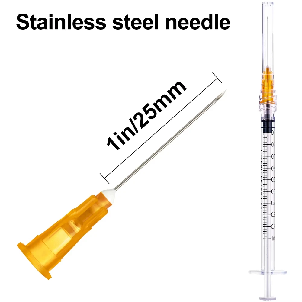 Good Price 100pcs/Bag 1ml 25G 25MM Disposable Plastic Sterile Veterinary Syringe with Needles 1005010195144384