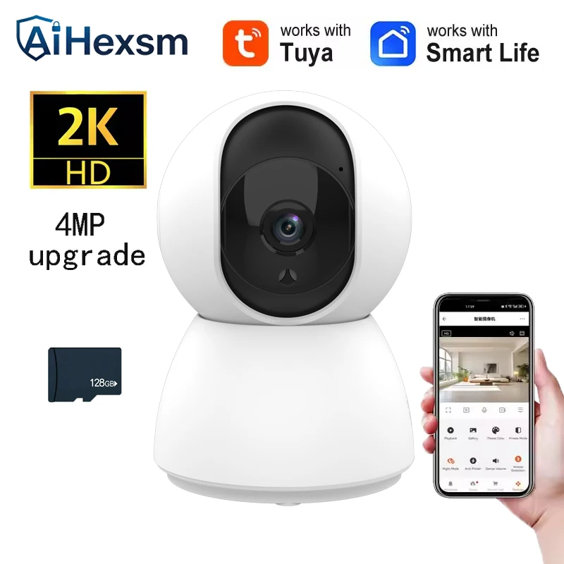 4MP 2K 400W Tuya Smart Wifi 355 IP Camera Indoor Wireless Surveillance Auto Tracking Human Home 1005010198587126