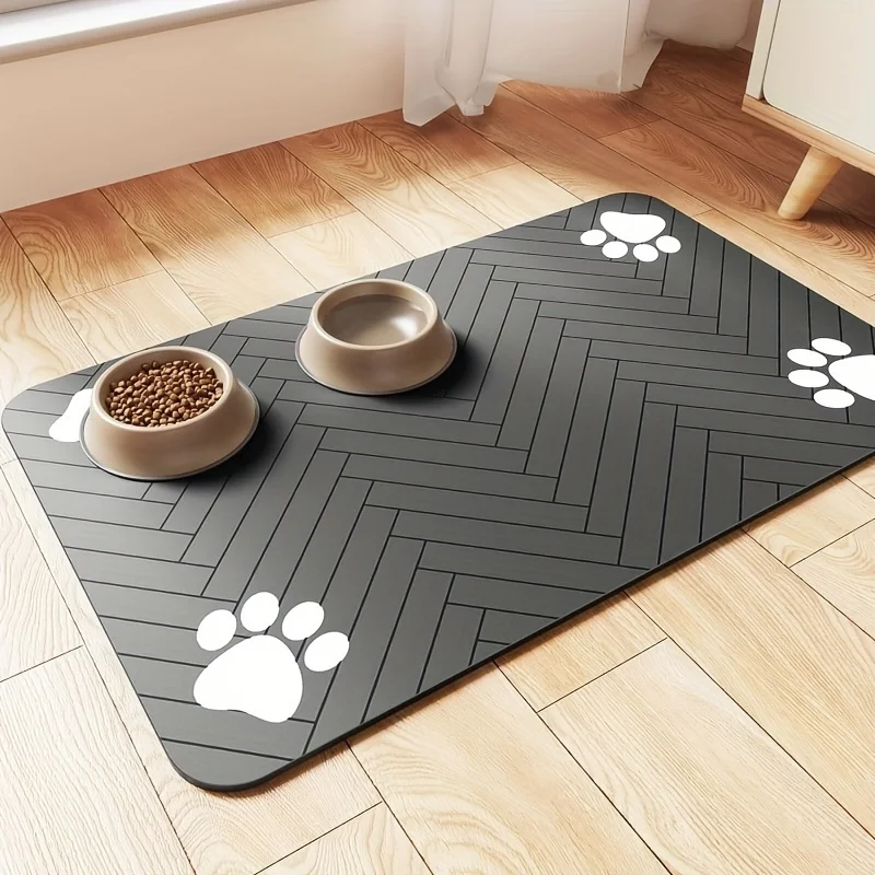 Fast-Drying Diatomaceous Earth Pet Feeding Mat, Splash-Proof, Absorbent, for Dogs and Cats (1pc) 1005010199667327