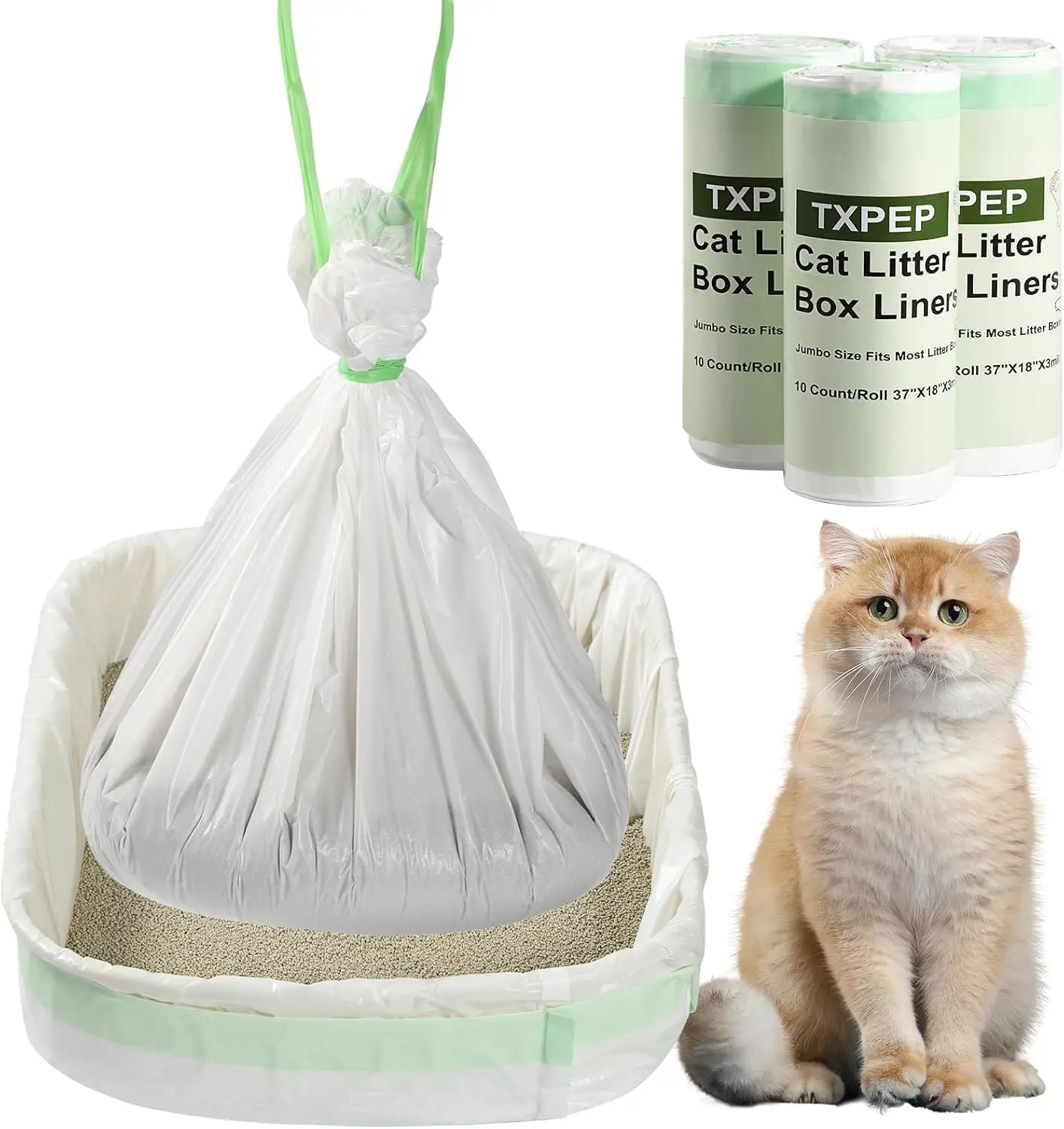 5 Roll Box Liners Jumbo Thicken Cat Litter Bags Tear Resistant Litter Liners Heavy Duty Cat Pan 1005010208027216