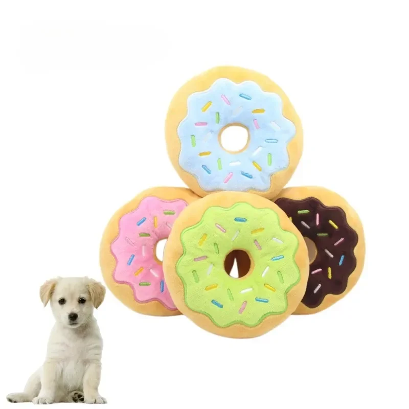 Dog Toys Donut Plush Soundmaking Cute Toy Pets Squeaky Sound Funny Interactive Bite-Resistant Chew 1005010226155572