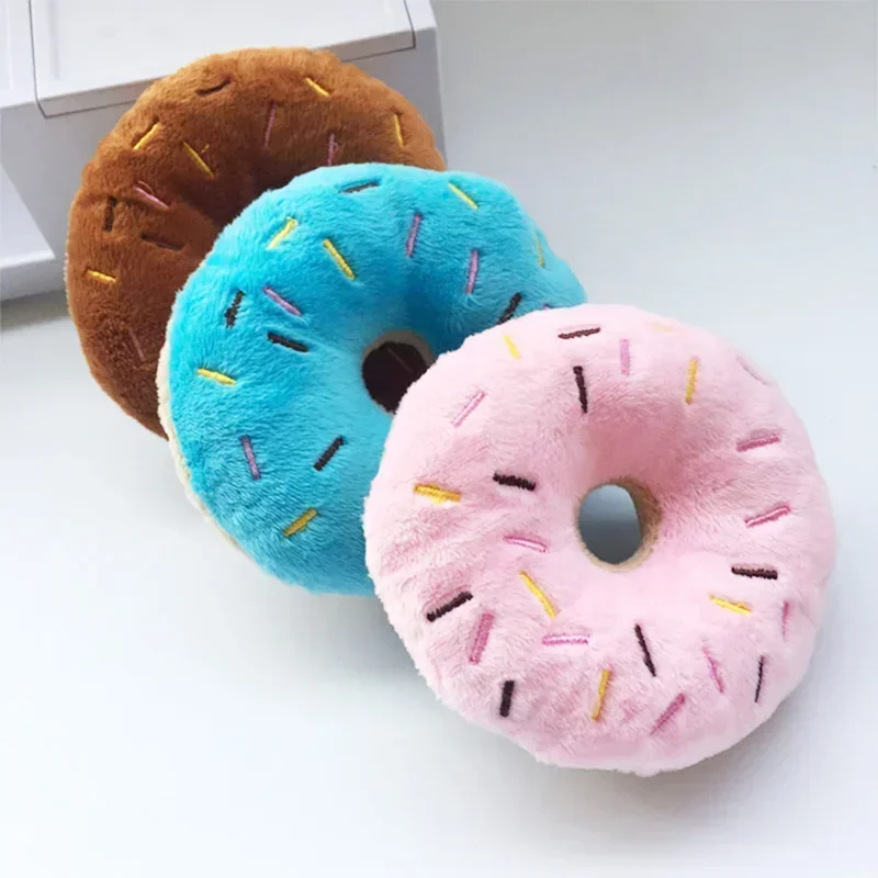 Soft Dog Donuts Plush Pet Dog Toys for Dogs Chew Toy Cute Puppy Squeaker Sound Toys Funny Puppy 1005010226180520