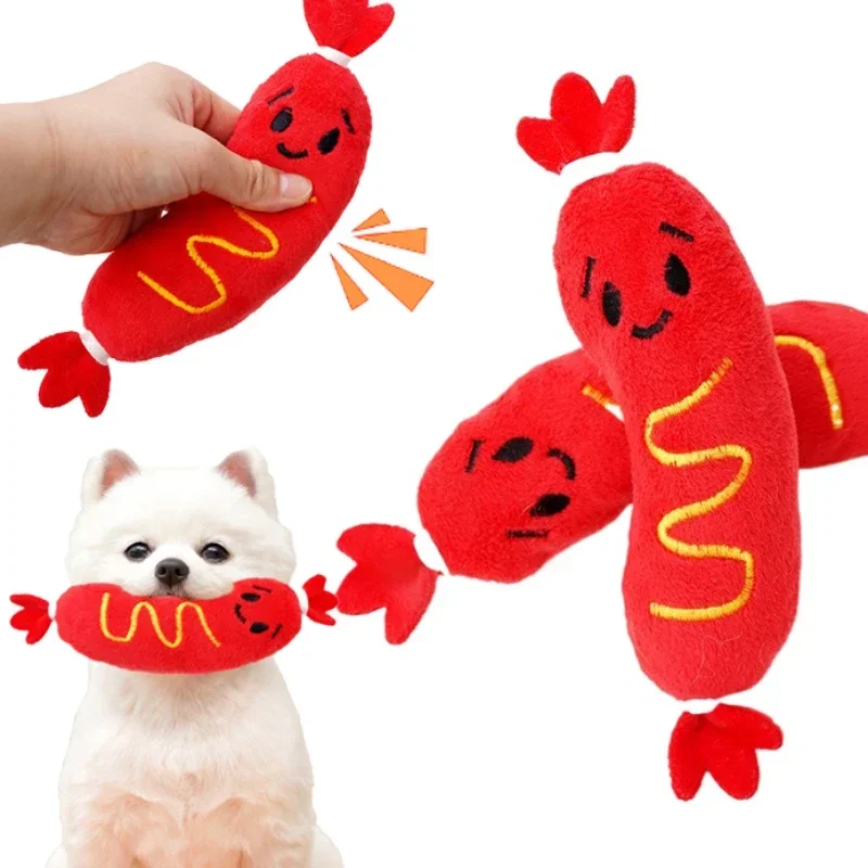 Dog Sound Plush Toy Hot Dog Chewing Toy Pet Grinding Teeth Squeaky Puppy Bite-Resistant 1005010241950783