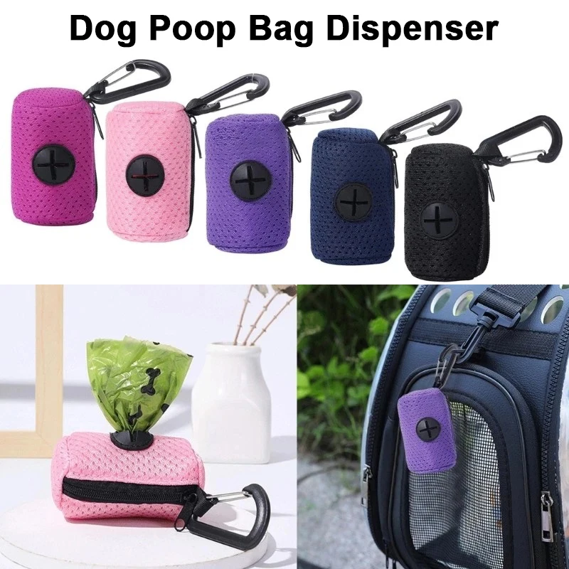 Dog Poop Bag Dispenser Hangable Waste Garbage Pouch Pickup with Zipper for Outdoor Walking (1 Pack) 1005010249476164